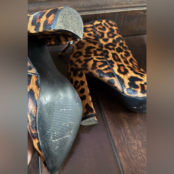 Steve Madden Leopard Print Mohair Heeled Ankle Boots - Picture 5 of 6